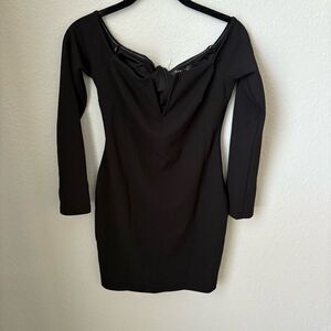 Lulus Over the Swoon Black Off-the-Shoulder Bodycon Dress Size Small